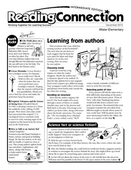 Resources for Educators, a Division of CCH Incorporated Reading Connection INTERMEDIATE EDITION December 2015 • Page 2