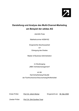 Darstellung Und Analyse Des Multi-Channel-Marketing Am Beispiel Der Adidas AG