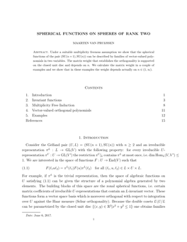 Spherical Functions on Spheres of Rank Two