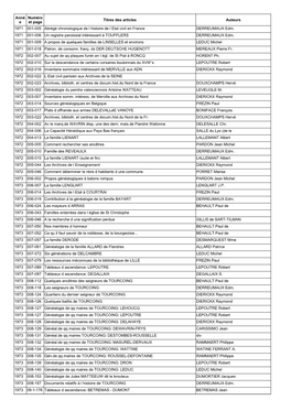 Titres Des Articles Auteurs 1971 001-005 Abrégé Chronologique De L