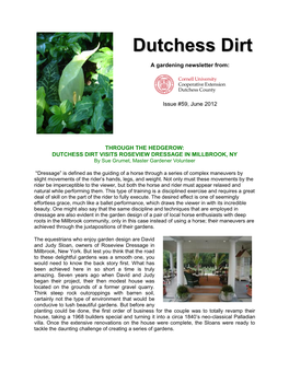 DUTCHESS DIRT VISITS ROSEVIEW DRESSAGE in MILLBROOK, NY by Sue Grumet, Master Gardener Volunteer