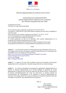 Direction Départementale Des Territoires De La Corrèze Arrêté
