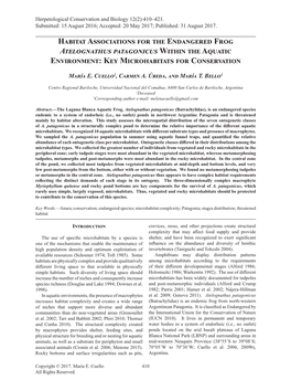 Habitat Associations for the Endangered Frog Atelognathus Patagonicus Within the Aquatic Environment: Key Microhabitats for Conservation