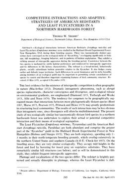 Strategies of American Redstarts and Least Flycatchers in a Northern Hardwoods Forest