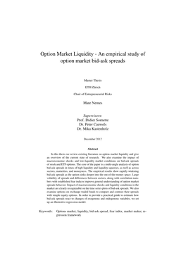 An Empirical Study of Option Market Bid-Ask Spreads