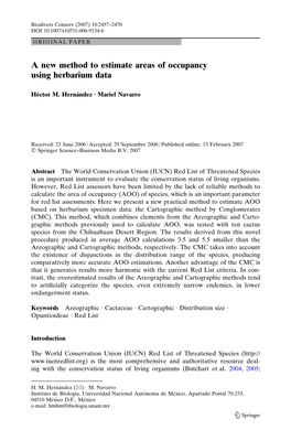 A New Method to Estimate Areas of Occupancy Using Herbarium Data