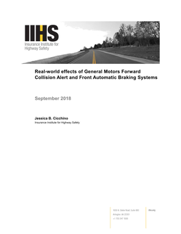 Real-World Effects of General Motors Forward Collision Alert and Front Automatic Braking Systems