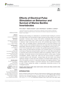 Effects of Electrical Pulse Stimulation on Behaviour and Survival of Marine Benthic Invertebrates