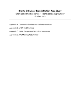 Bronte GO Major Transit Station Area Study Draft Land Use Scenarios – Technical Backgrounder October, 2019