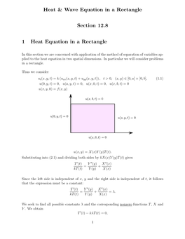 Heat & Wave Equation in a Rectangle Section 12.8 1 Heat