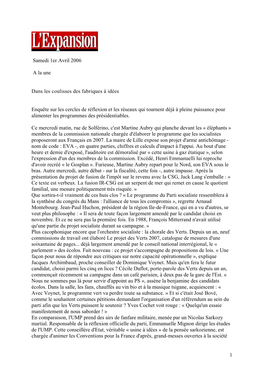 1 Samedi 1Er Avril 2006 a La Une Dans Les Coulisses Des Fabriques À Idées Enquête Sur Les Cercles De Réflexion Et Les