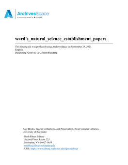 Ward's Natural Science Establishment Papers
