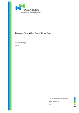 Business Plan: Video Game Rental Store