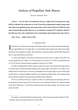 Analysis of Propellant Tank Masses