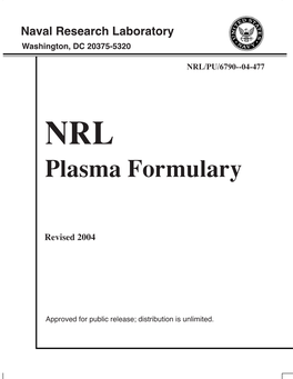 NRL: Plasma Formulary 5B