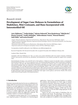 Development of Sugar Cane Molasses in Formulations of Madeleines, Mini Croissants, and Buns Incorporated with Interesterified Oil