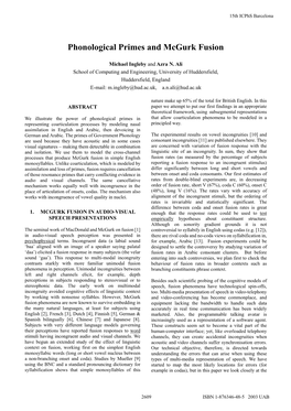 Phonological Primes and Mcgurk Fusion