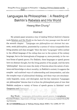 A Reading of Bakhtin's Rabelais and His World