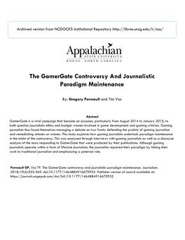 The Gamergate Controversy and Journalistic Paradigm Maintenance