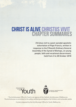 Christ Is Alivechristus Vivit Chapter Summaries