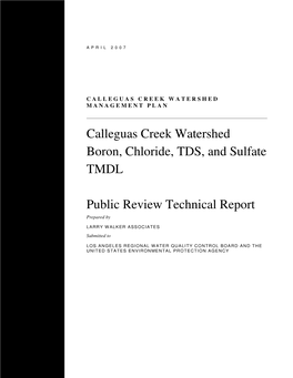 Calleguas Creek Watershed Boron, Chloride, TDS, and Sulfate TMDL