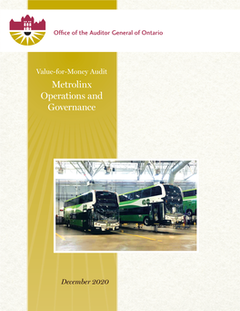Value-For-Money Audit: Metrolinx Operations and Governance (2020)