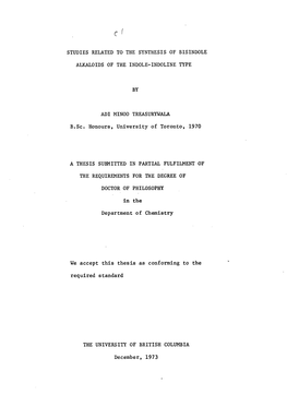 Studies Related to the Synthesis of Bisindole