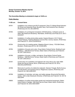 Design Commission Meeting Agenda Monday, October 15, 2018