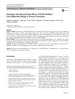 Pleiotropic Anti-Atherosclerotic Effects of PCSK9 Inhibitors from Molecular Biology to Clinical Translation