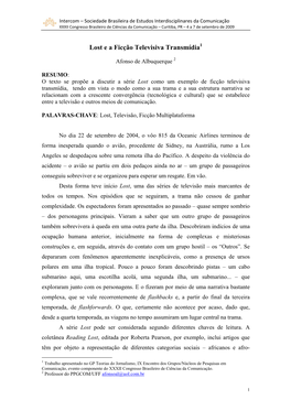 Lost E a Ficção Televisiva Transmídia1