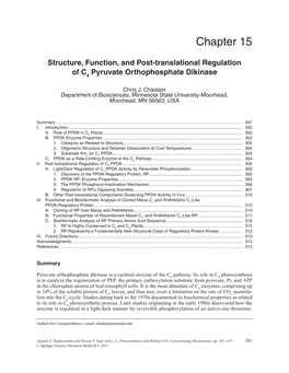 Pyruvate Orthophosphate Dikinase