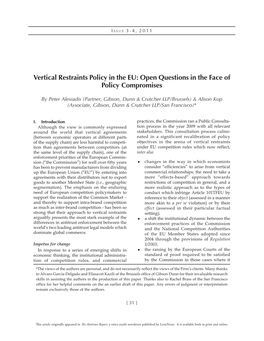 Vertical Restraints Policy in the EU: Open Questions in the Face of Policy Compromises