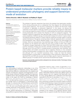 Protein Based Molecular Markers Provide Reliable Means to Understand Prokaryotic Phylogeny and Support Darwinian Mode of Evolution