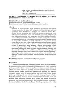 17 Syntax Literate : Jurnal Ilmiah Indonesia Pœissn: 2541-0849 E-ISSN : 2548-1398 Vol. 5, No. 1 Januari 2020 KUALITAS PELAYANA