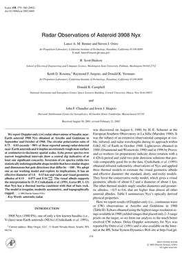 Radar Observations of Asteroid 3908 Nyx