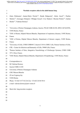 Nicotinic Receptors Atlas in the Adult Human Lung