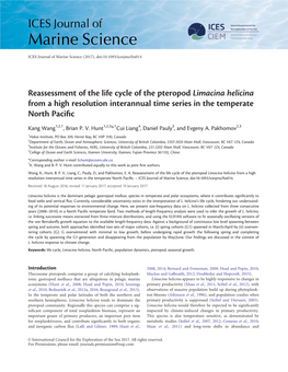 Limacina Helicina from a High Resolution Interannual Time Series in the Temperate North Paciﬁc