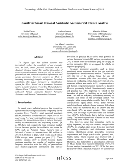 Classifying Smart Personal Assistants: an Empirical Cluster Analysis