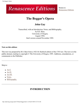 The Beggar's Opera