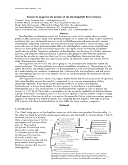 Reasons to Sequence the Genome of the Dinoflagellate Symbiodinium Thomas G