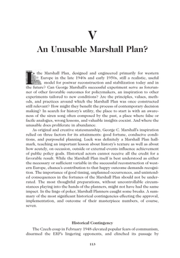 An Unusable Marshall Plan?