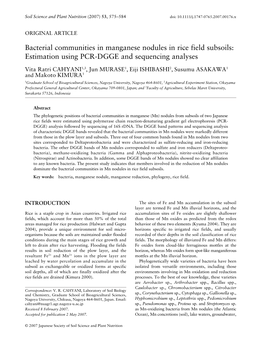 Bacterial Communities in Manganese Nodules in Rice Field Subsoils: Estimation Using PCR-DGGE and Sequencing Analyses