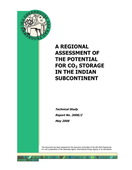A Regional Assessment of the Potential for Co2 Storage in the Indian Subcontinent