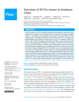 Detection of Pcv2e Strains in Southeast China