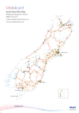 South Island Sites Map Mobilcard Support Centre 0800 732 277