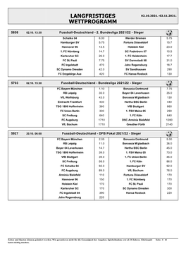 Langfristiges Wettprogramm