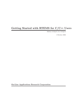 Getting Started with RTEMS for C/C++ Users