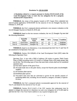 (2) Strangler Fig Trees on WHEREAS, the City's Contracted Arborist