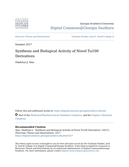 Synthesis and Biological Activity of Novel Tu100 Derivatives