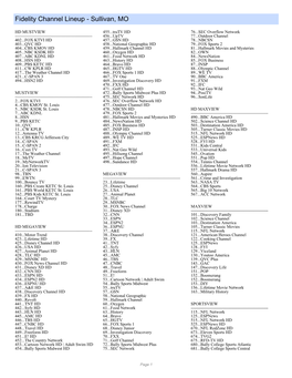 Fidelity Channel Lineup - Sullivan, MO